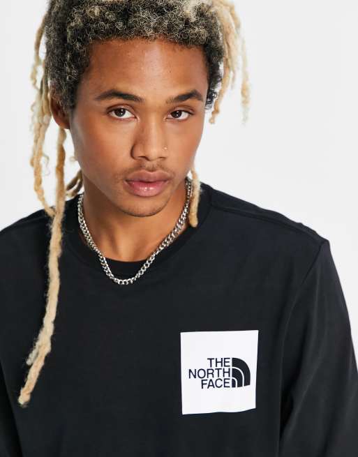 The North Face Fine logo long sleeve t-shirt in black, 3 of 4