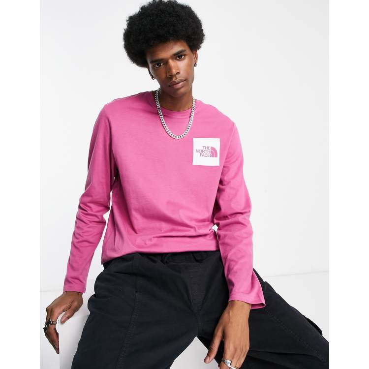 Pink long sleeve t shirt mens sale