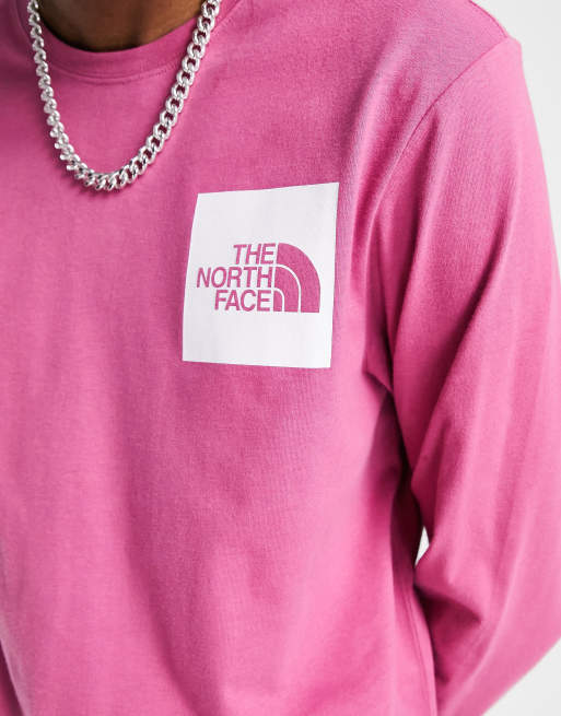 The North Face Fine logo long sleeve t-shirt in pink, 3 of 4