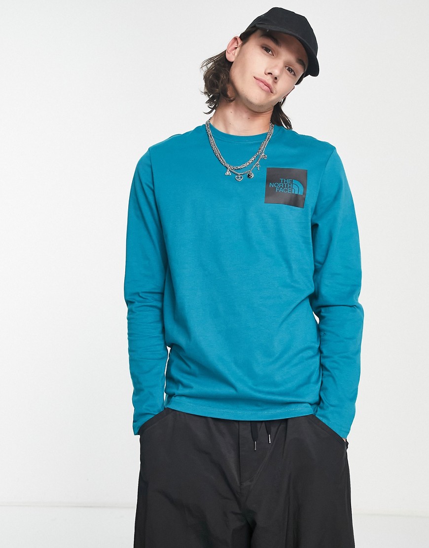 The North Face Fine logo long sleeve t-shirt in teal-Blue