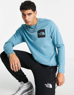 blue north face long sleeve