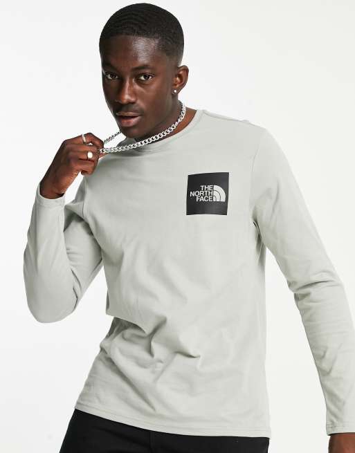 North face long cheap sleeve t shirt grey