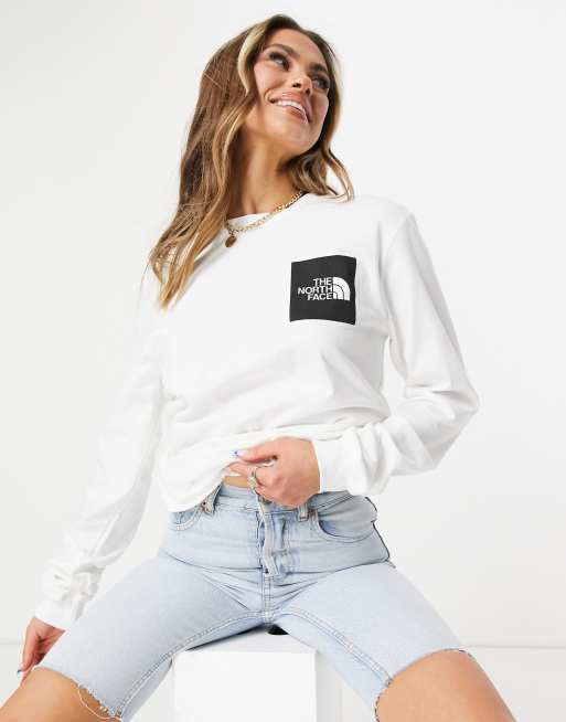 North face long sleeve on sale t shirt white