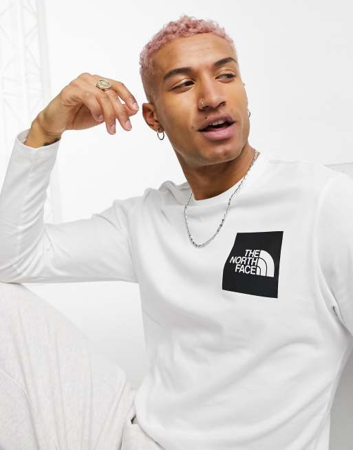 North face long hot sale sleeve white