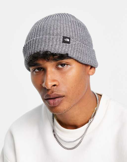 The North Face Fisherman ribbed beanie in gray ASOS