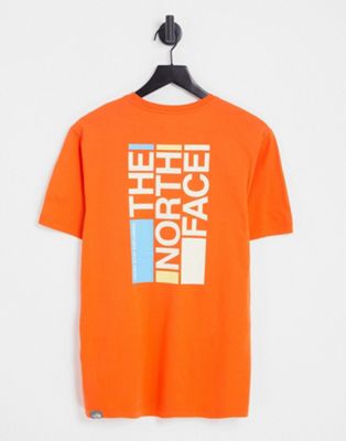 The North Face Flag 2 back print t-shirt in red orange Exclusive at ASOS