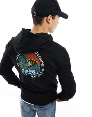 The North Face – Fleece-Kapuzenpullover in Schwarz mit Grafikprint auf dem Rücken - view 1