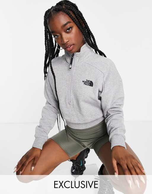 The North Face - Fleece met 1/4 rits in grijs, exclusief bij ASOS