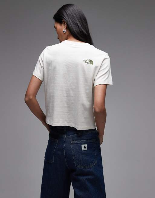 The North Face - Flora - Råhvid T-shirt med broderet logo, 3 af 4