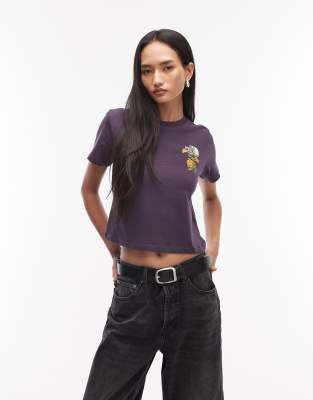 The North Face - Flora - T-Shirt in Schwarz mit Logostickerei