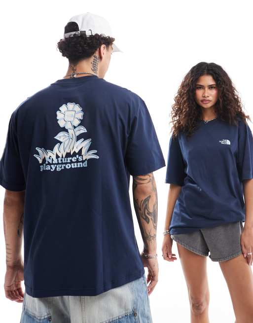 The North Face Flower back print oversized t-shirt in navy exclusive to ASOS
