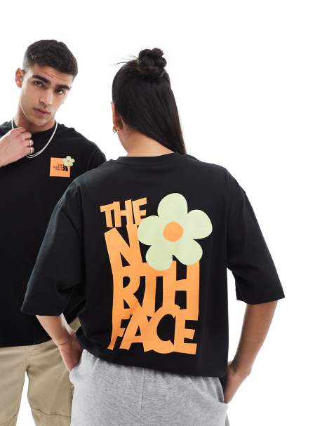 The North Face Flower backprint oversized t-shirt in black - view 1