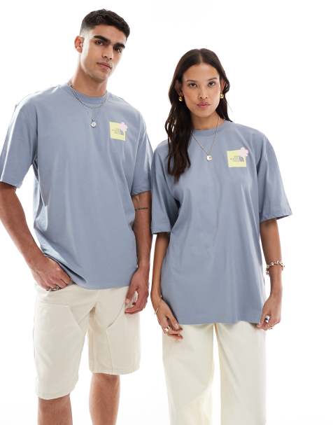 The North Face Flower backprint oversized t-shirt in pastel grey - view 1