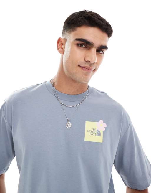 The North Face Flower backprint oversized t-shirt in pastel grey, 2 of 4