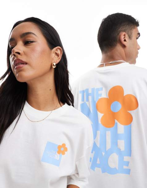The North Face Flower backprint oversized t-shirt in white - view 1