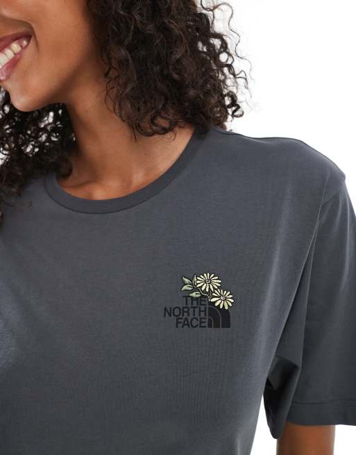 The North Face - Flower Dome - T-shirt unisex grigio slavato con logo, 3 di 4