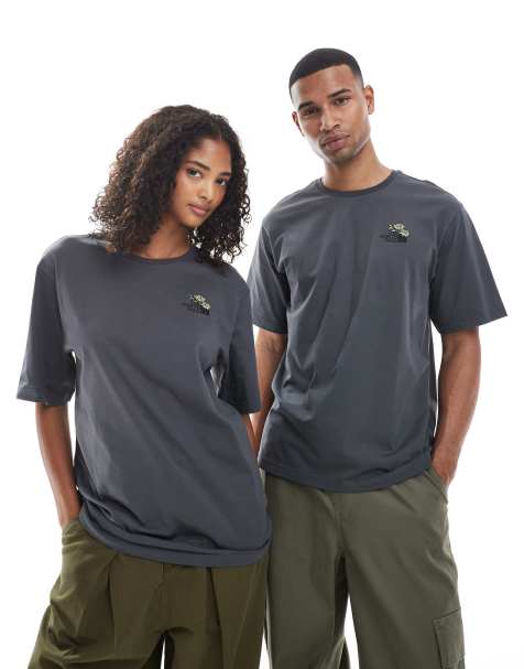 The North Face - Flower Dome - Unisex - Forvasket grå T-shirt med logo - view 1