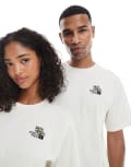 [The North Face] The North Face Flower Dome unisex logo t-shirt in off white XL White dune