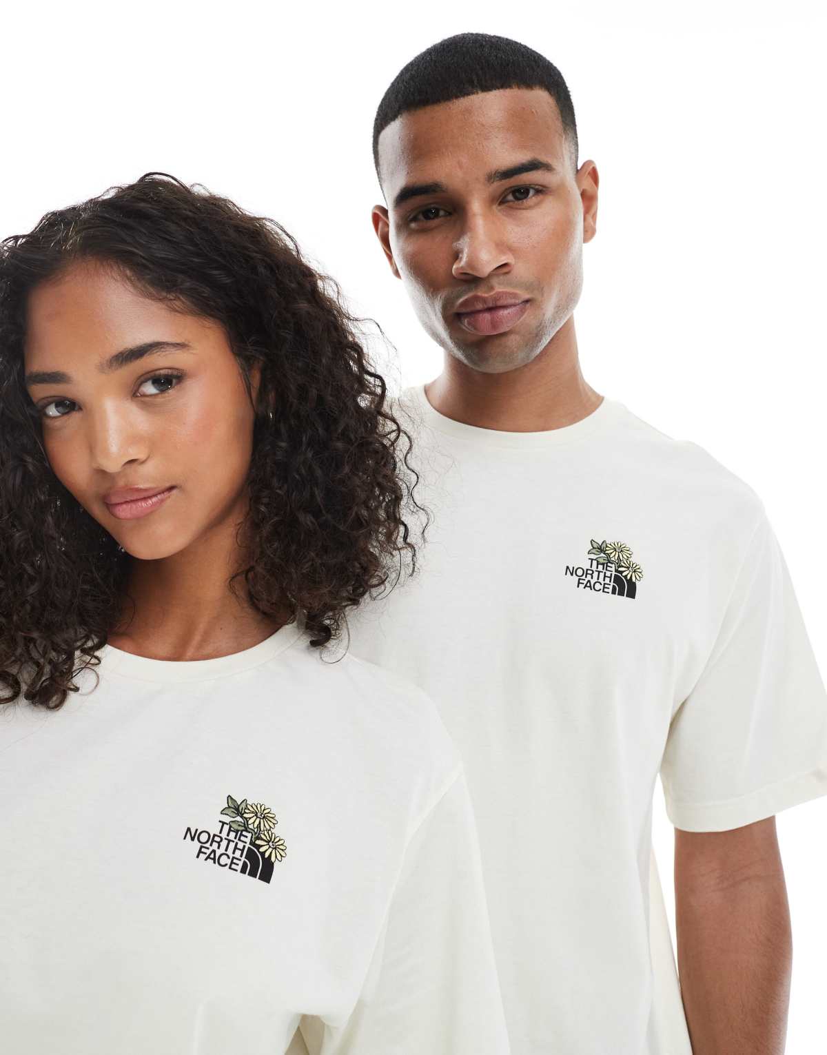 The North Face Flower Dome unisex logo t-shirt in off white