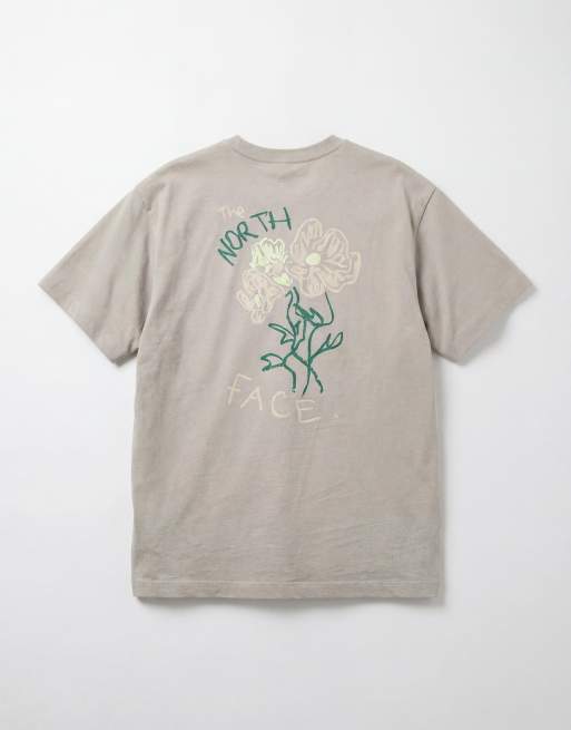 The North Face – Flower Scribble – Szary T-shirt z nadrukiem na plecach, 6 z 7