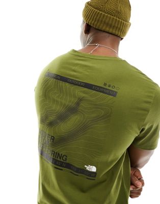 The North Face Foundation mountain lines backprint t-shirt in olive