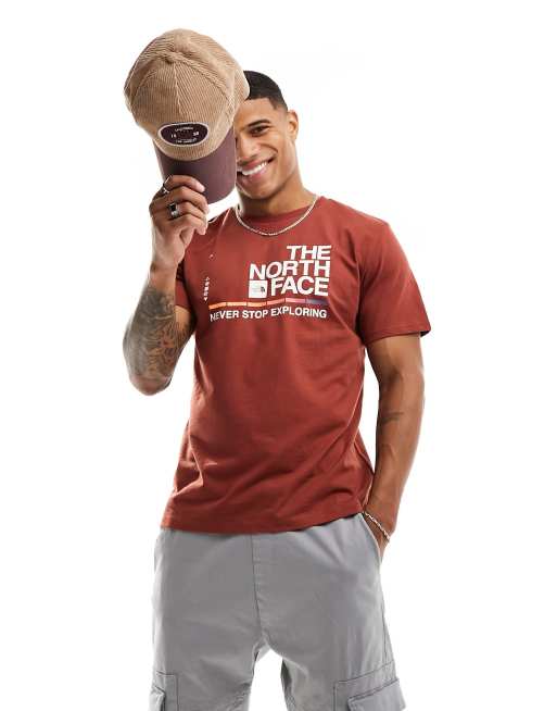 The North Face – Foundation – T-Shirt in Braun mit Grafikprint auf der Vorderseite