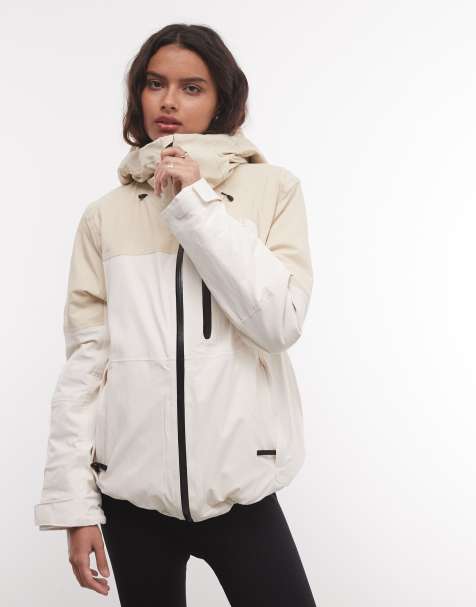 The North Face Freedom insulated ski jacket in white and stone - view 1