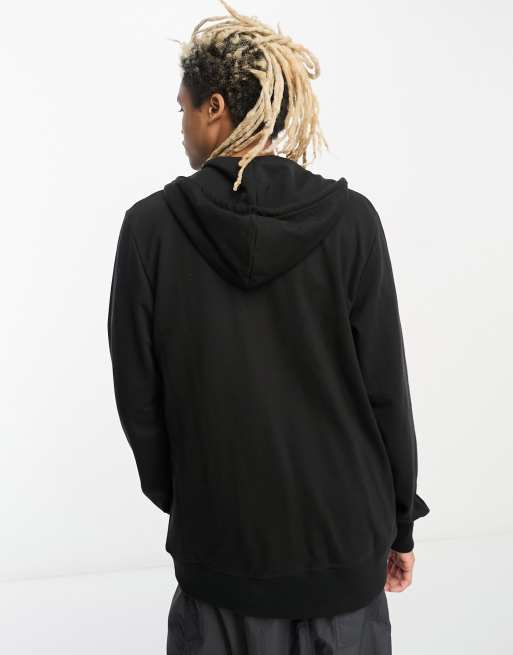 The North Face full zip logo fleece hoodie in black