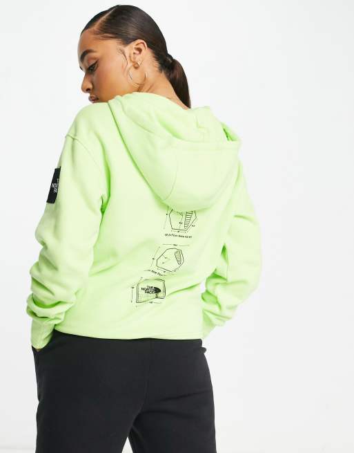 Lime green north sales face hoodie