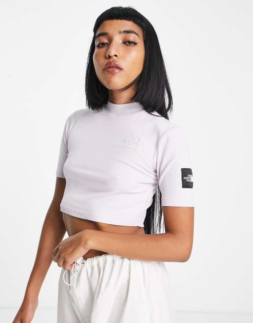 The North Face - Gartha - Geribbeld gebreide hoogsluitende crop top in lila