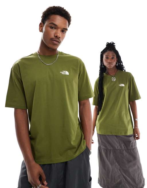 The North Face Geolines Redbox back print oversized t-shirt in khaki exclusive to ASOS