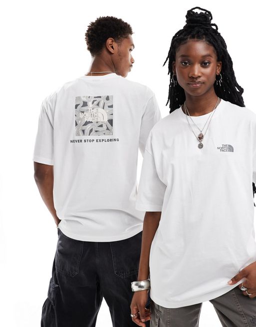 The North Face Geolines Redbox backprint oversized t-shirt in white exclusive to FhyzicsShops