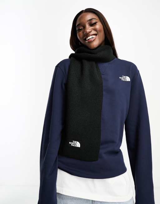 The North Face - Geribbelde gebreide sjaal met omkaderd logo in zwart, 4 van 4