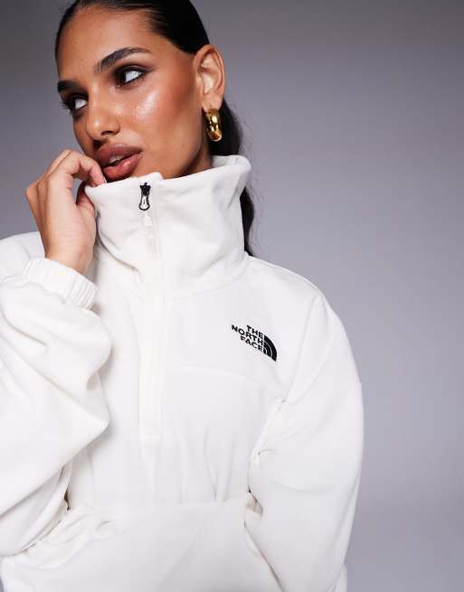 The North Face Glacier 1/2 zip oversized fleece in off white