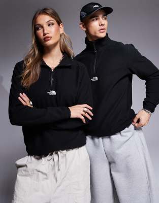 The North Face The North Face Glacier 1/4 zip central logo fleece in black