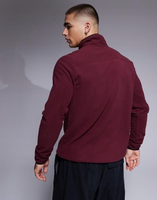 The North Face Glacier 1 4 zip central logo fleece in burgundy ASOS