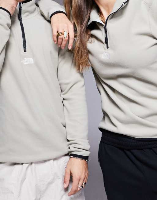 The North Face Glacier 1/4 zip central logo fleece in grey, 2 of 4