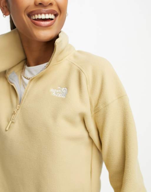 The North Face Glacier 1/4 zip cropped fleece in brown Exclusive at ASOS, 3 of 4