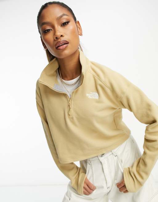 The North Face Glacier 1/4 zip cropped fleece in brown Exclusive at ASOS, 4 of 4