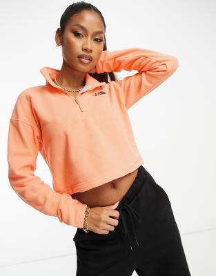 The North Face Glacier 1/4 zip cropped fleece in coral orange Exclusive at  ASOS | £55.00 | Grazia
