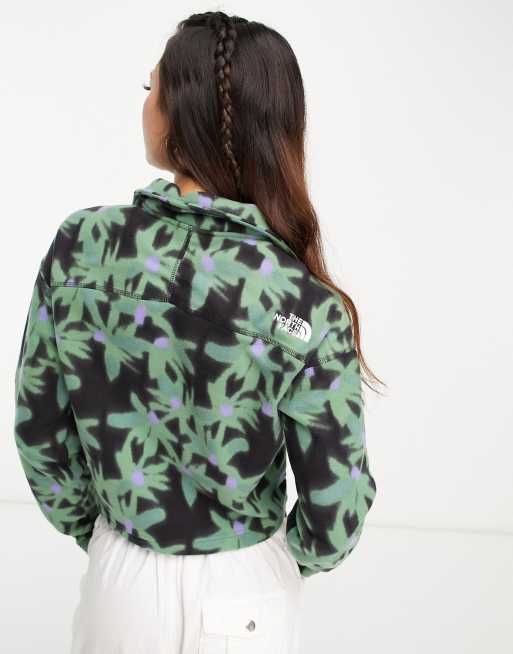 The North Face Glacier 1/4 Zip Cropped Fleece In Green Flower Print  Exclusive At ASOS for Women