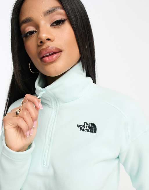 The North Face Glacier 1/4 zip cropped fleece in light blue Exclusive at  ASOS