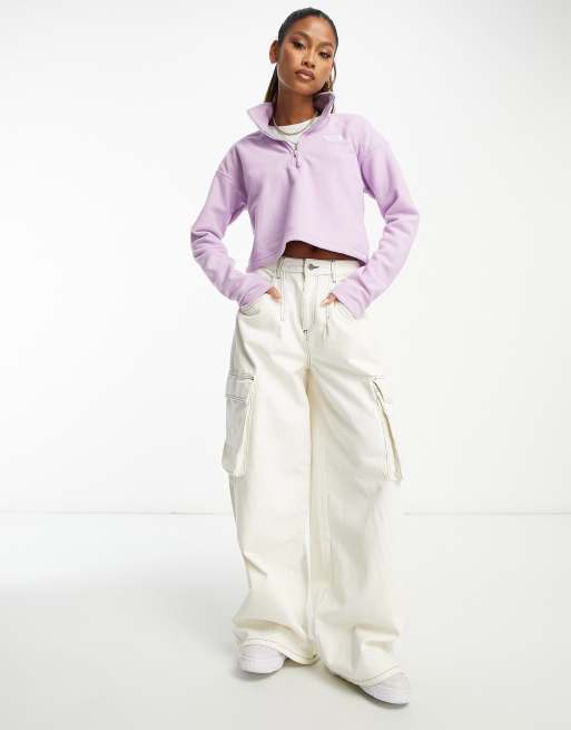 The North Face Glacier 1/4 zip cropped fleece in lilac Exclusive at ASOS |  ASOS