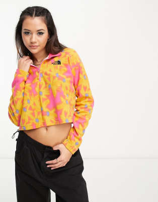 The North Face Glacier 1/4 zip cropped fleece in yellow flower print Exclusive at ASOS - ASOS Price Checker