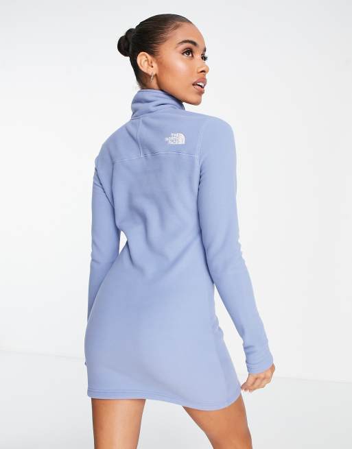 The North Face Glacier 1 4 zip fleece dress in blue ASOS