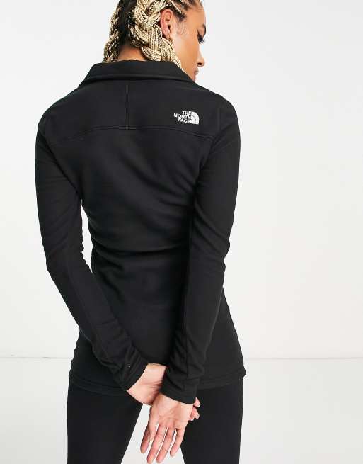 The North Face Glacier 1/4 zip fleece dress with neck logo in black  Exclusive at ASOS