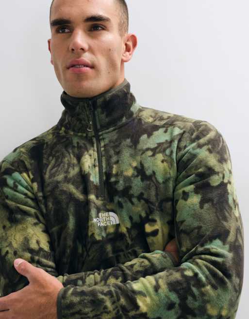 The North Face Glacier 1/4 zip fleece in green print, 2 of 5