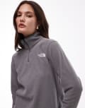 [The North Face] The North Face Glacier 1/4 Zip Fleece in Grey XS Mid grey heather