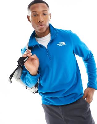 The North Face Glacier 1/4 zip logo fleece in blue