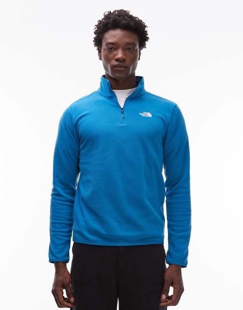 The North Face Glacier 1/4 zip logo fleece in blue - view 1